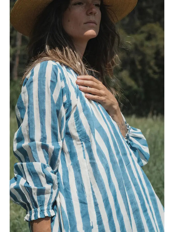 Blue Lined Get-Away Dress
