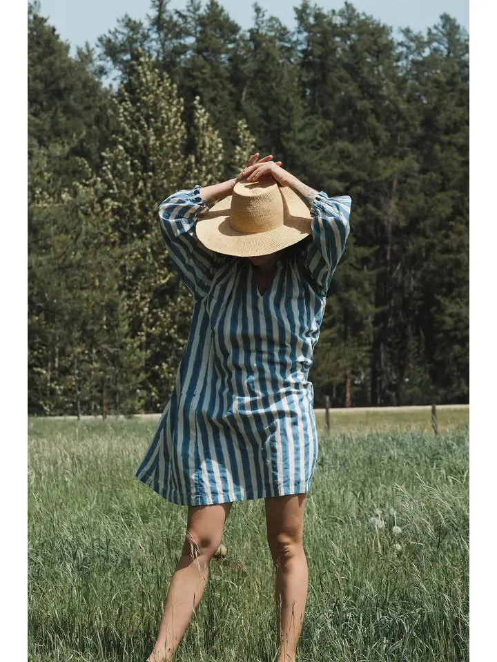 Blue Lined Get-Away Dress