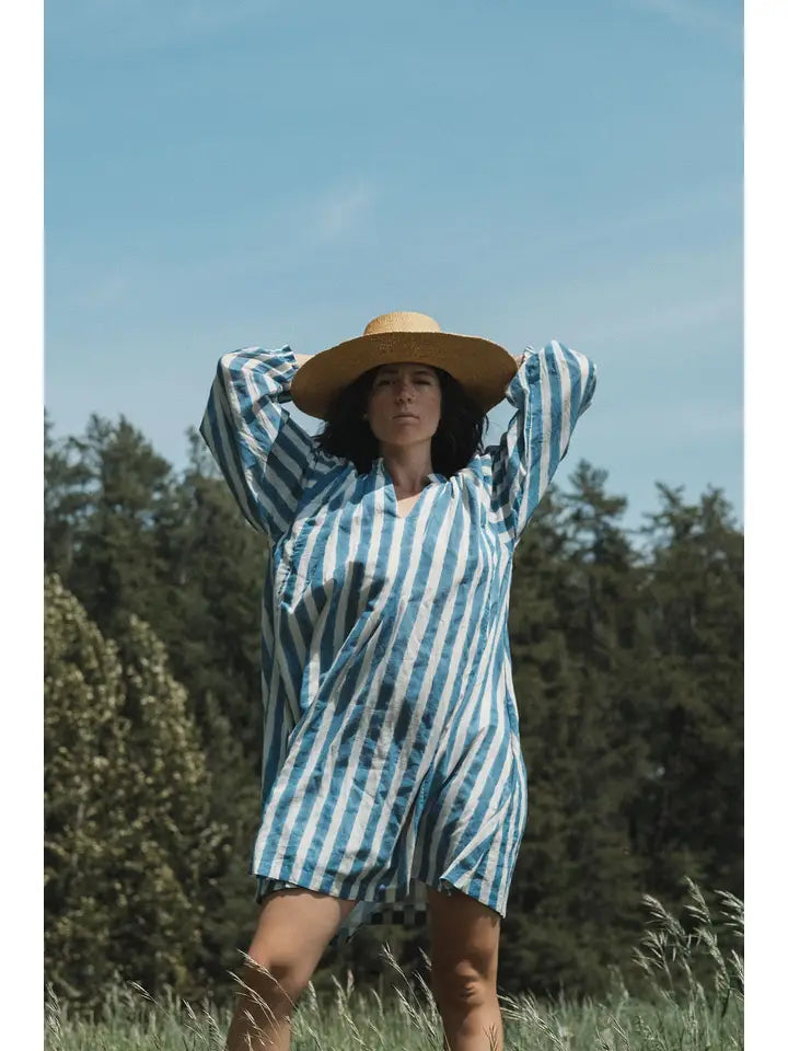 Blue Lined Get-Away Dress