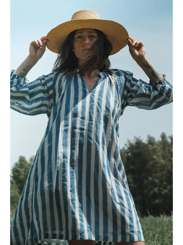 Blue Lined Get-Away Dress
